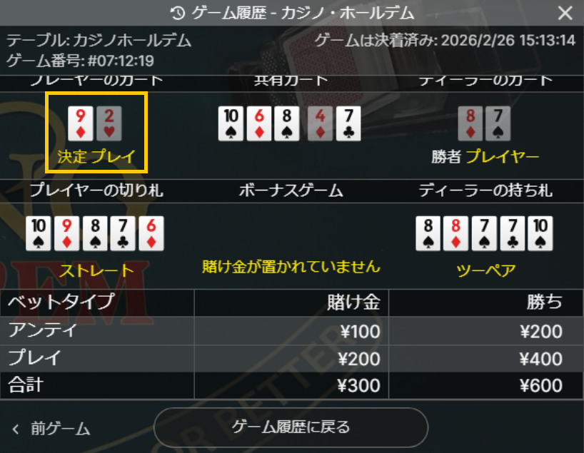 手札不使用の例